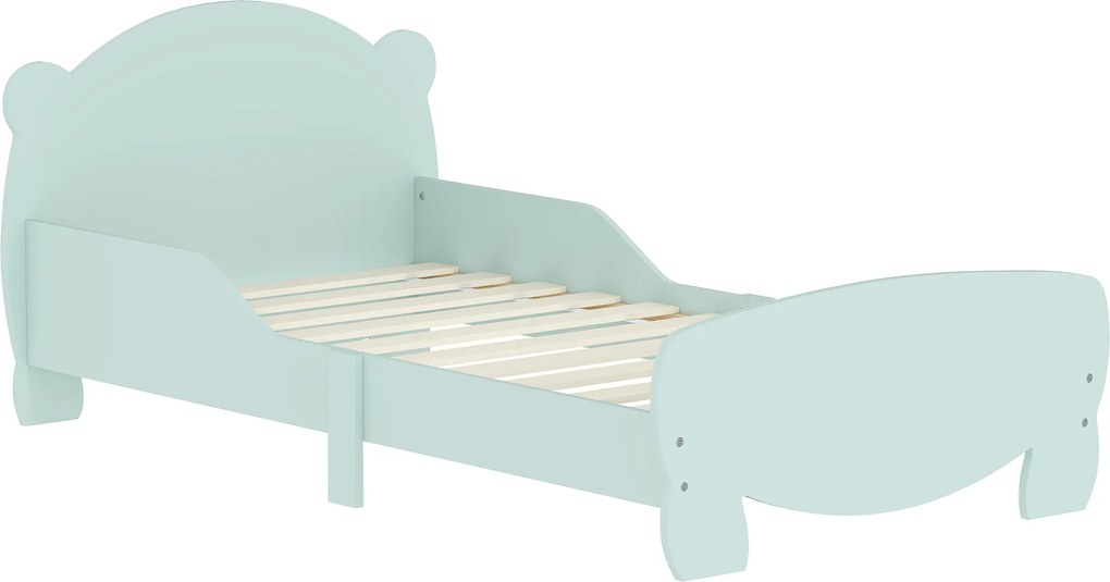 AIYAPLAY Cama infantil 70x140 cm com grades de segurança tema urso para meninos, meninas, com idades de 3 a 6 anos, verde | Aosom Portugal