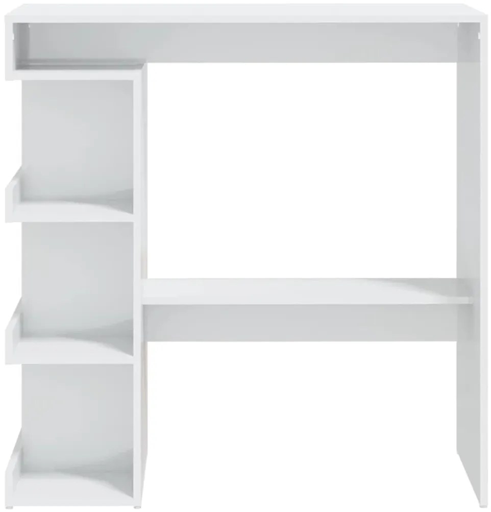 Mesa de bar c/ prateleiras 100x50x101,5 cm branco brilhante