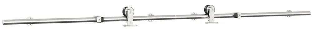 Kit ferragens p/ porta deslizante 183cm aço inoxidável prateado