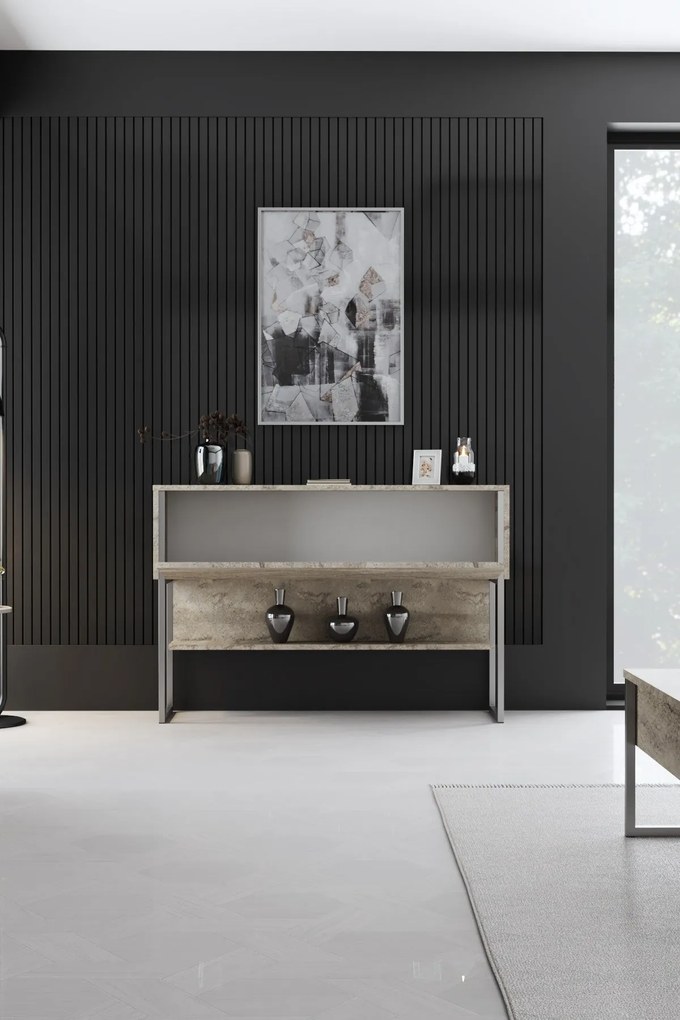 Conjunto de Mobiliário de Sala de Estar Luxe – Travertine Silver – Esp