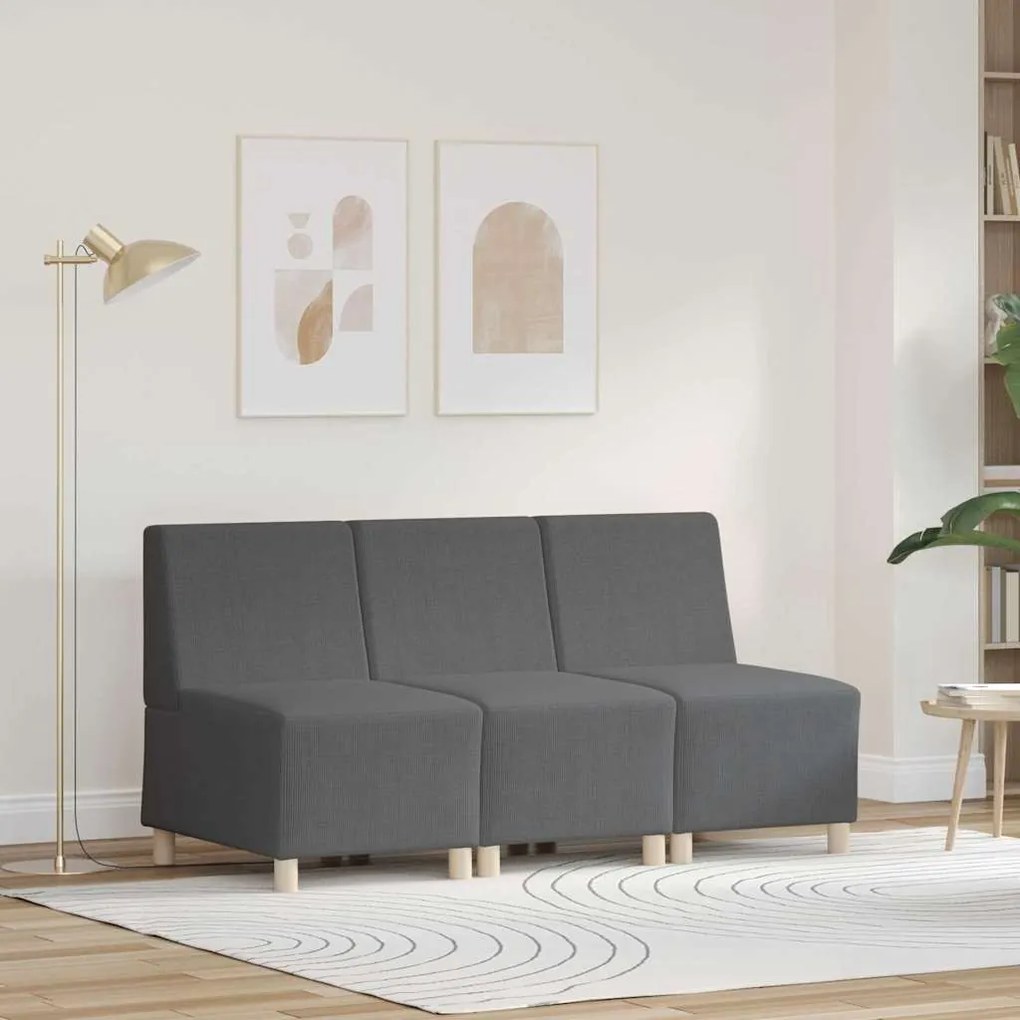 vidaXL Sofá Chiar 3 pcs Cinzento escuro 55 x 74 x 82 cm