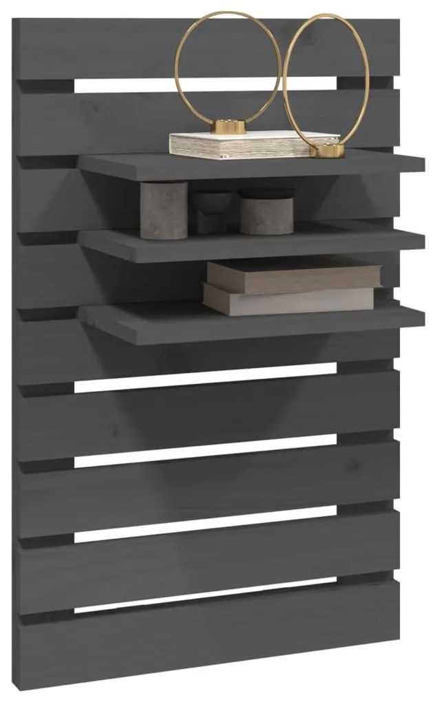 Prateleiras de montagem na parede 2 pcs pinho maciço cinza