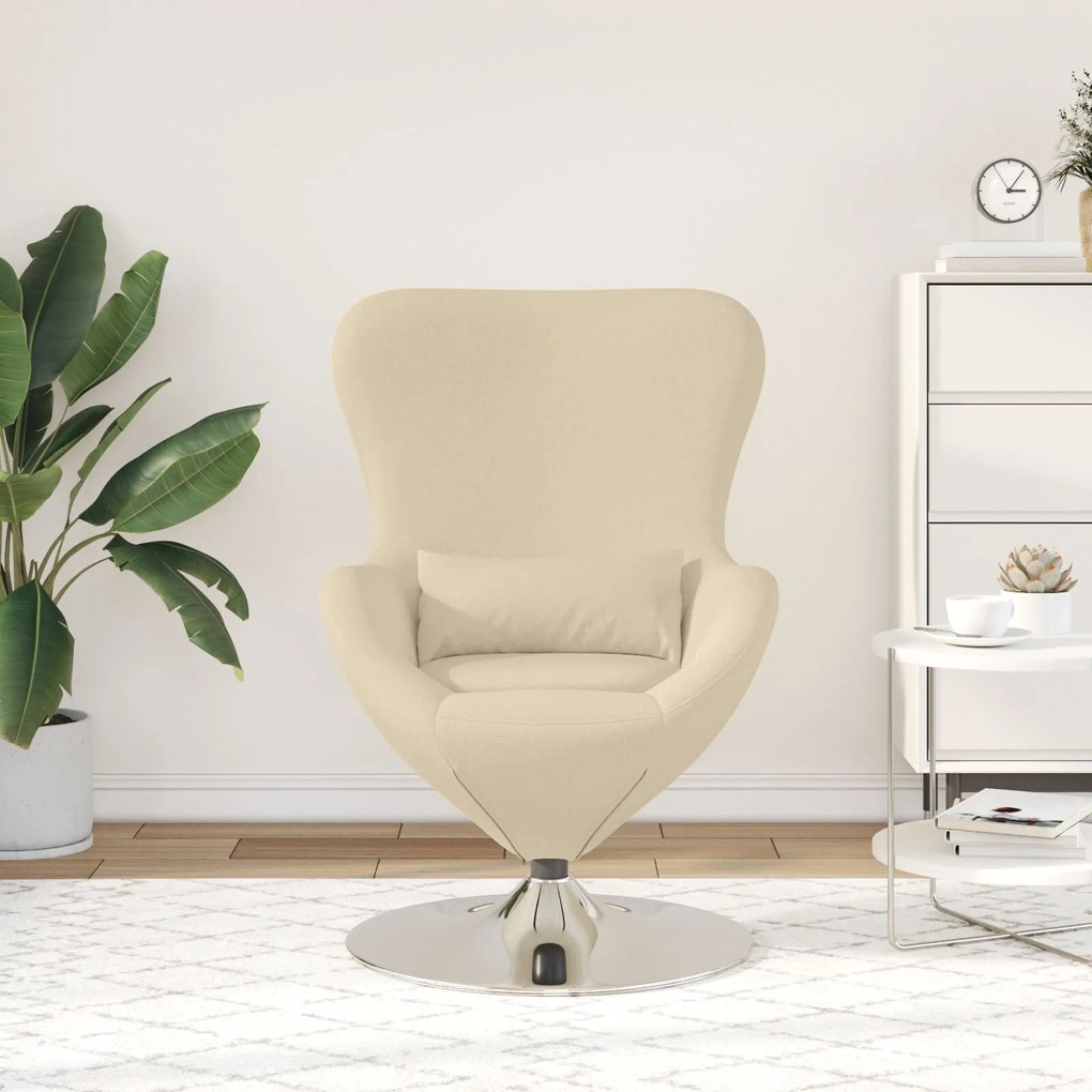 Poltrona de Ovo vidaXL em Tecido Creme