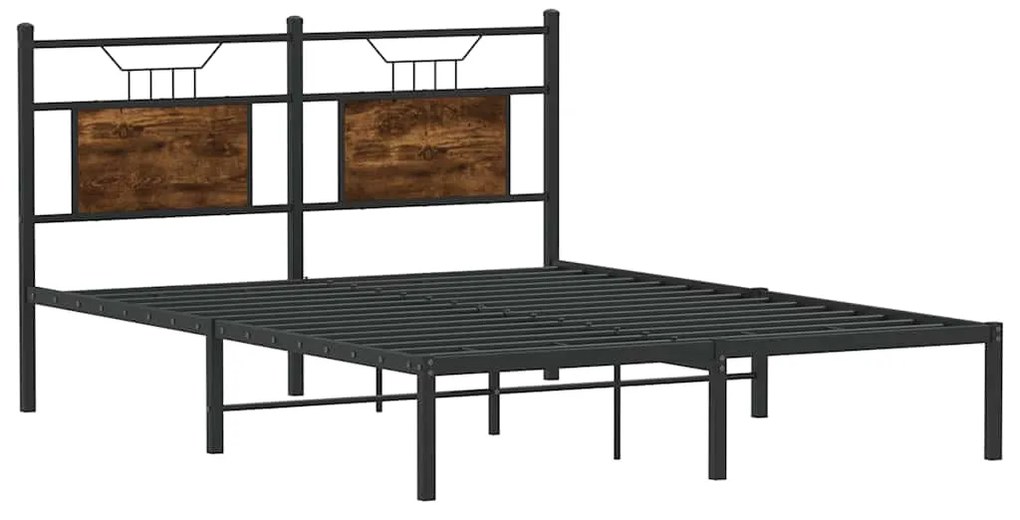 Estrutura de cama s/ colchão derivados madeira carvalho fumado