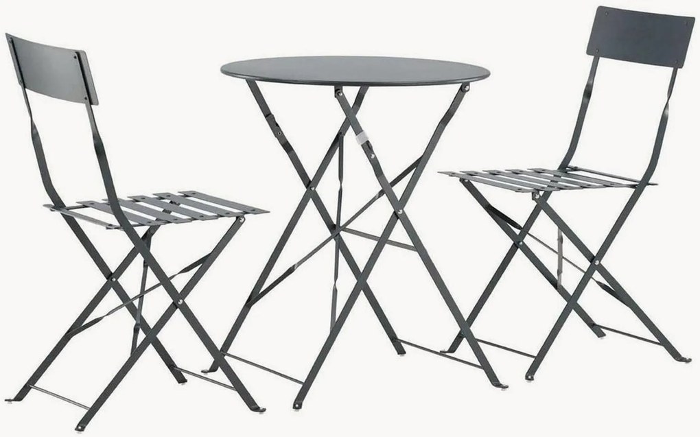 Conjunto de jantar bistrô dobrável para jardim Marseille, conjunto de 3