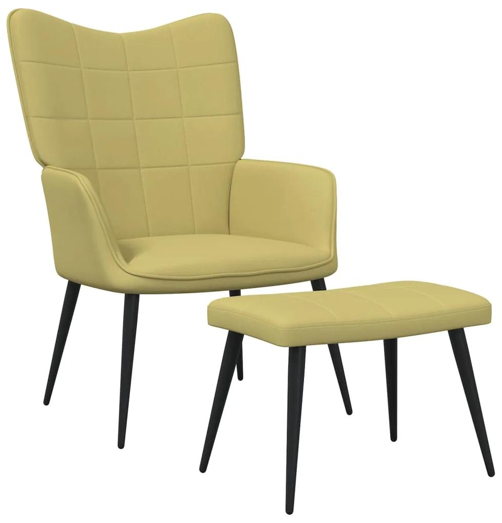 327957 vidaXL Cadeira de descanso com banco tecido verde