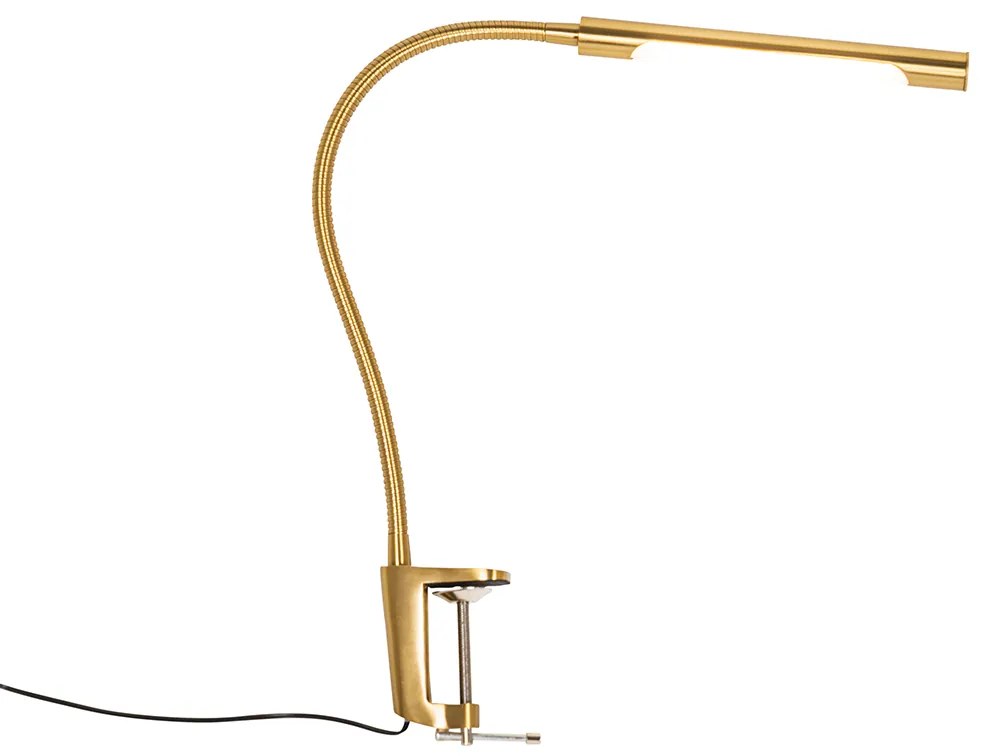 Candeeiro de mesa com garra em latão com LED e dimmer tátil - Lionard