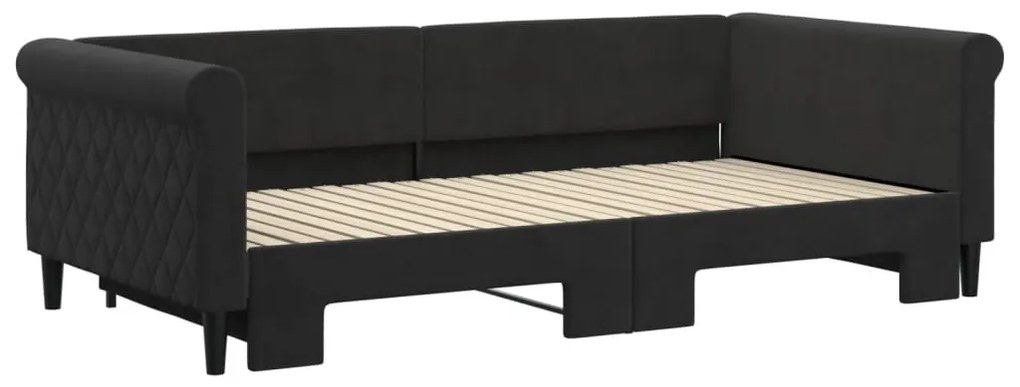 Sofá-cama com gavetão 100x200 cm veludo preto