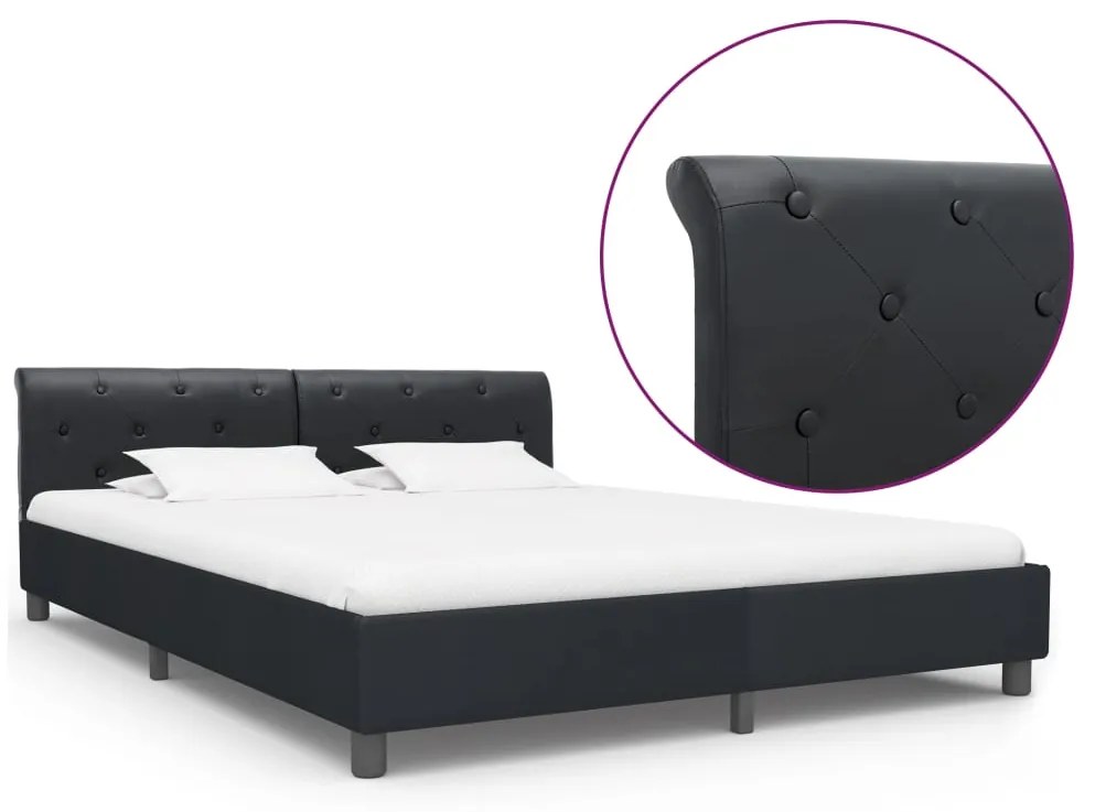 vidaXL Estrutura de cama 160x200 cm couro artificial preto
