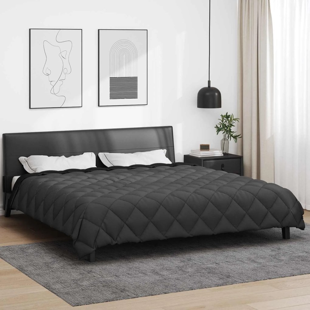vidaXL Edredom de Inverno Preto e Anthracite 220 x 240 cm Microfibra