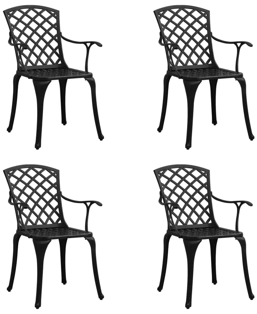 vidaXL Cadeiras de jardim 4 pcs alumínio fundido preto