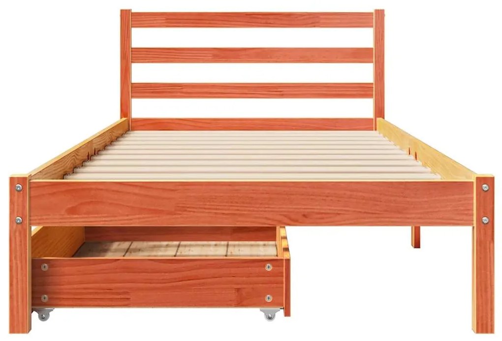 Cama sem colchão 100x200 cm pinho maciço castanho-mel