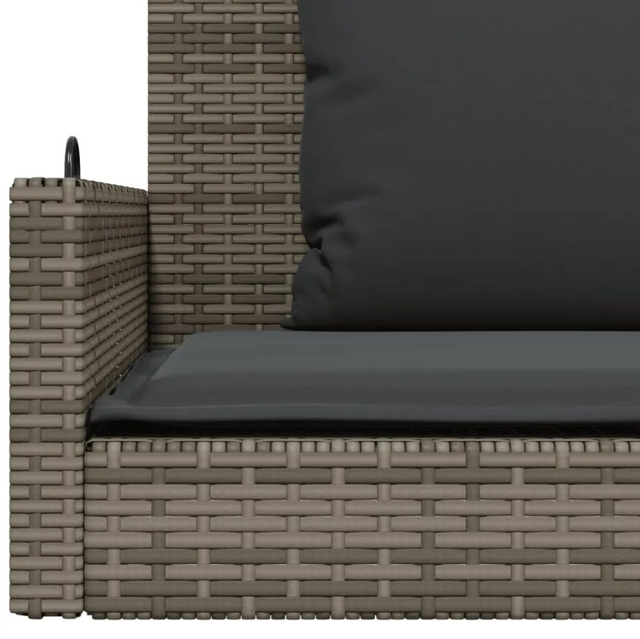 Banco baloiço com almofadões 119x56x48 cm vime PE cinzento