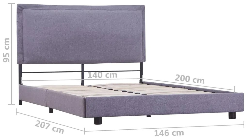 Estrutura de cama 140x200 cm tecido cinzento-claro