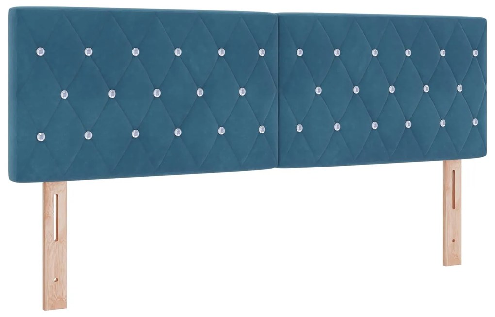 vidaXL Cabeceira com cabeceira Azul Escuro 160 cm Couro Sintético