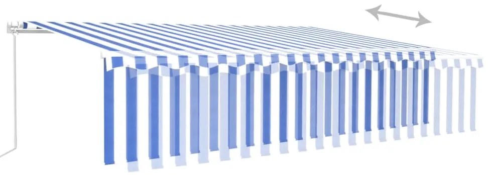 Toldo retrátil manual com estore 6x3 m azul e branco