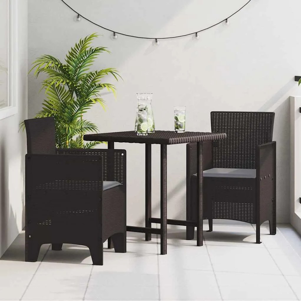 vidaXL Cadeira de Jardim 2 pcs Castanho 53 x 49 x 85 cm PP