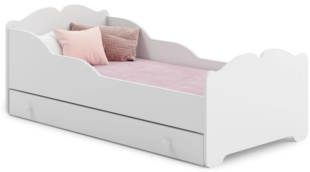 Cama infantil ANNA branca com gaveta 140x70 - colchão e estrado incluído