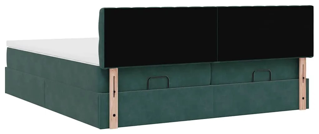 Estrutura de cama otomana com colchão verde escuro veludo