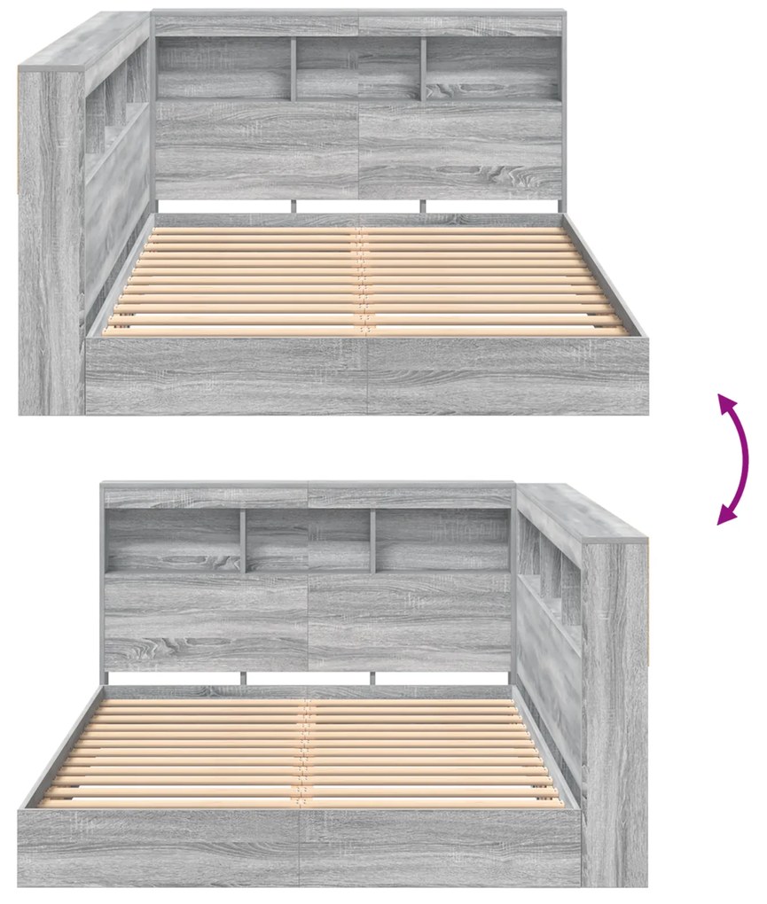 Cama com Estante Cinza Sonoma 120x200 cm Madeira Engenharia