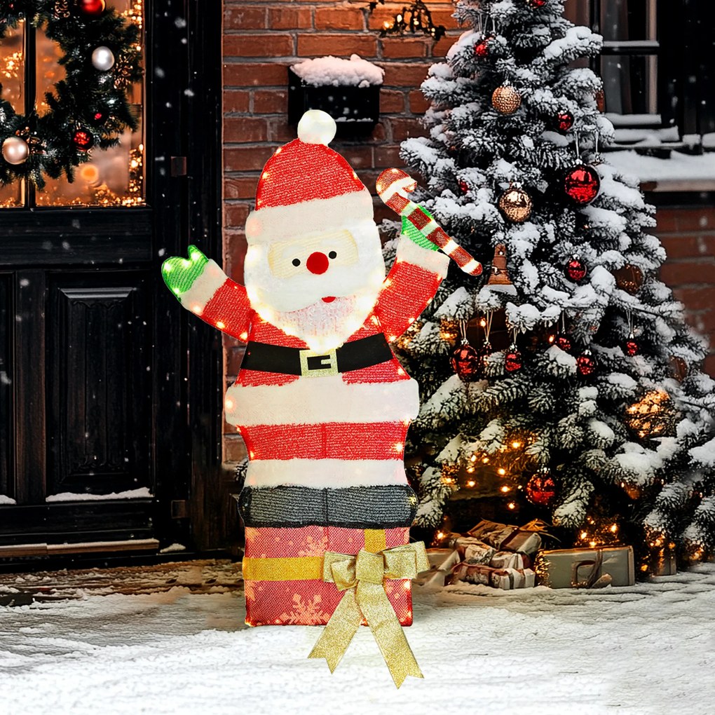 Pai Natal luminoso de 90 cm com 97 LEDs de luz branca quente, decoração de Natal para interior e exterior