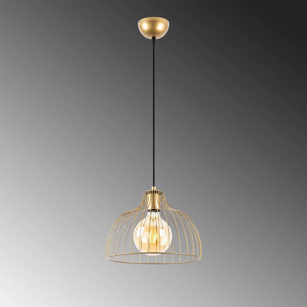 Candeeiro Chandelier Kozan – Ouro Brilhante – 28 x 28 x 126 cm