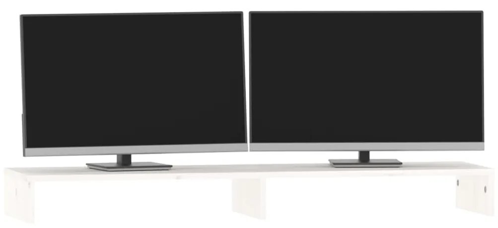 Suporte para monitor 100x27x10 cm pinho maciço branco