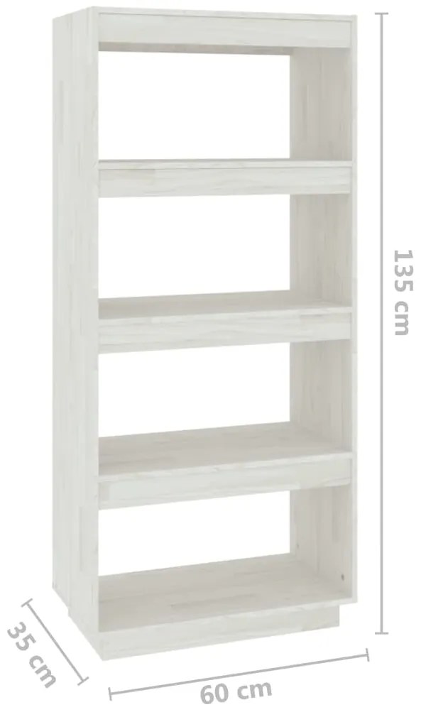 Estante/divisória 60x35x135 cm madeira de pinho maciça branco