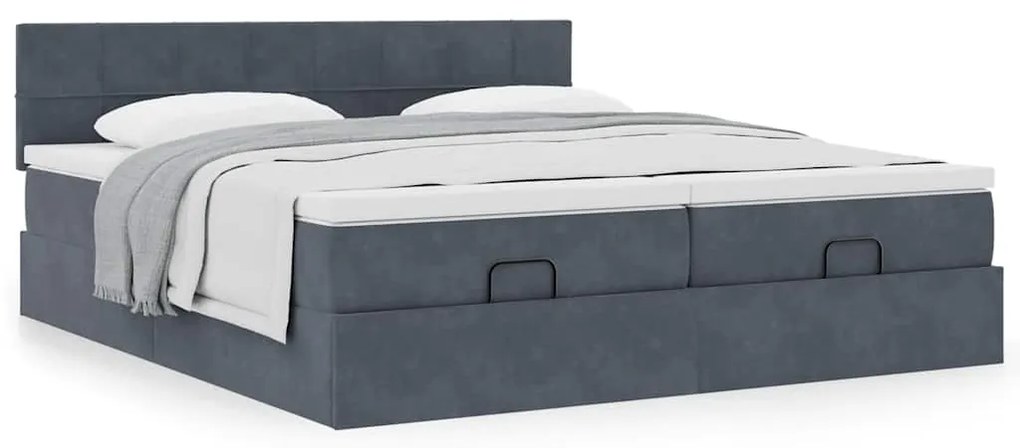 Estrutura cama otomana colchões 180x200 cm cinzento escuro