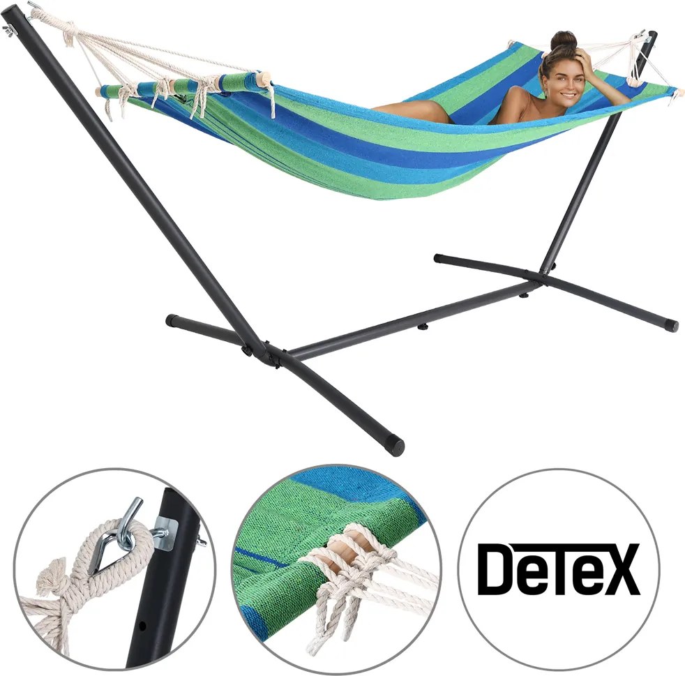 Cama de rede jardim com armação metálica 200 x 80cm de cor verde