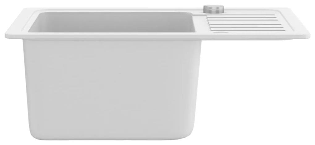 Lava-Louça de Cozinha com Escoador Lateral em Granito Branco - 57,5x46