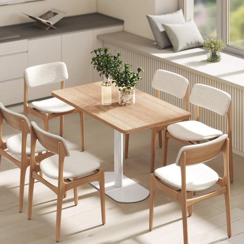 Mesa de jantar retangular para 6 pessoas, 120 x 70 x 75 cm (CADEIRAS NÃO INCLUIDAS), mesa de cozinha com base e tampo espesso em cor carvalho e  branc