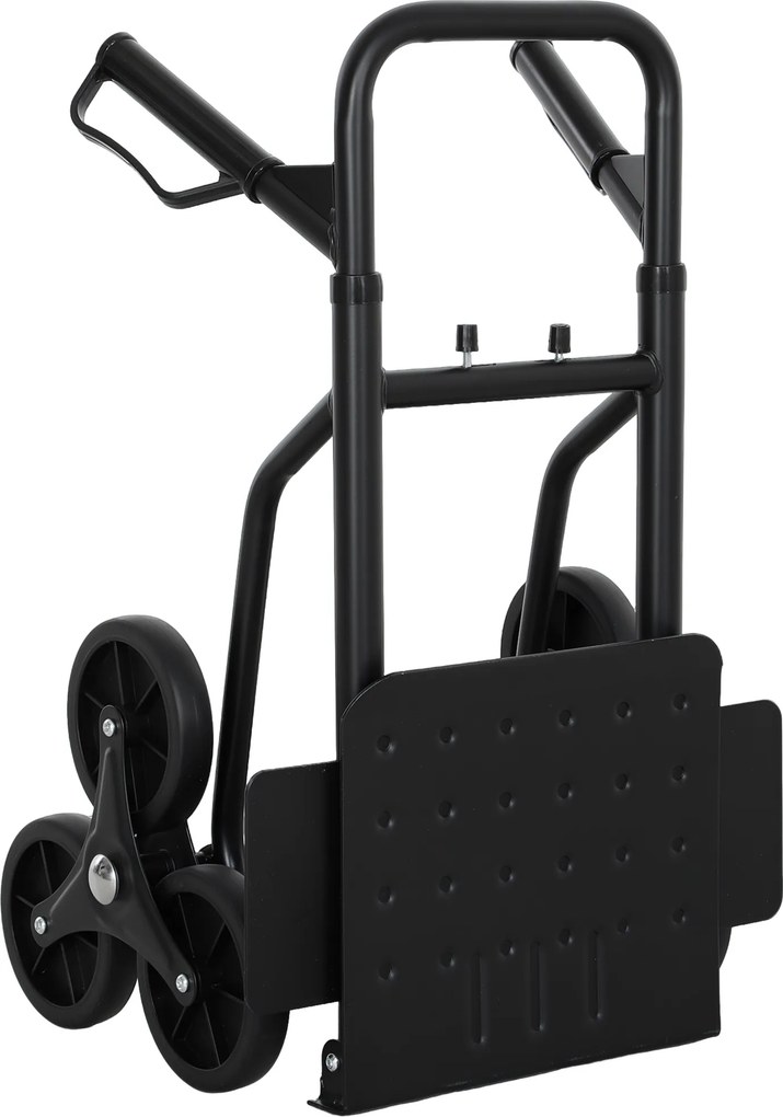 Carro de mão dobrável para escadas, 120 kg, 6 rodas; carro de mão para mudanças em aço com cordas telescópicas, 44 x 67 x 106,5 cm, preto