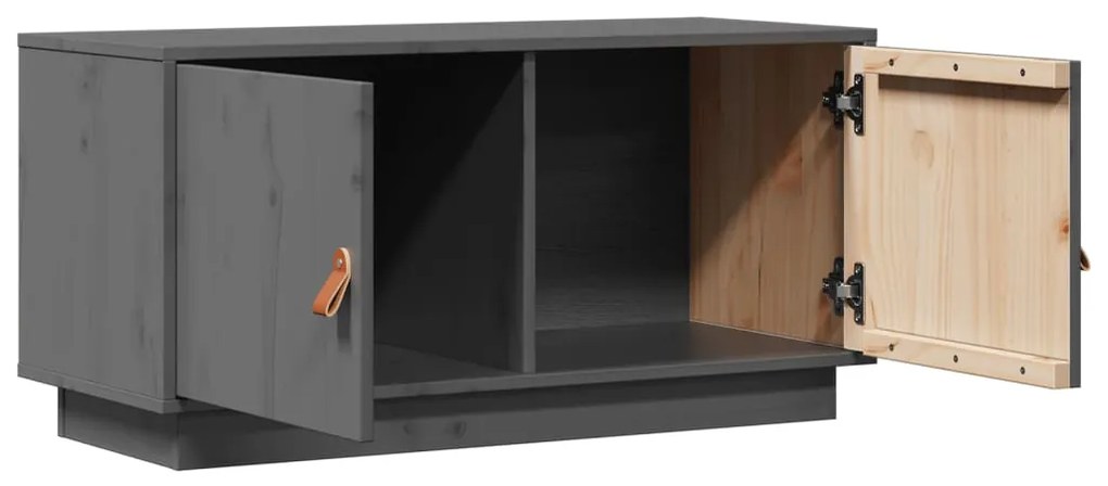 Móvel de TV 80x34x40 cm madeira de pinho maciça cinzento