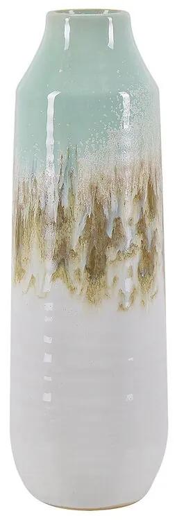 Vaso de cerâmica grés branca e azul 30 cm BYBLOS Beliani