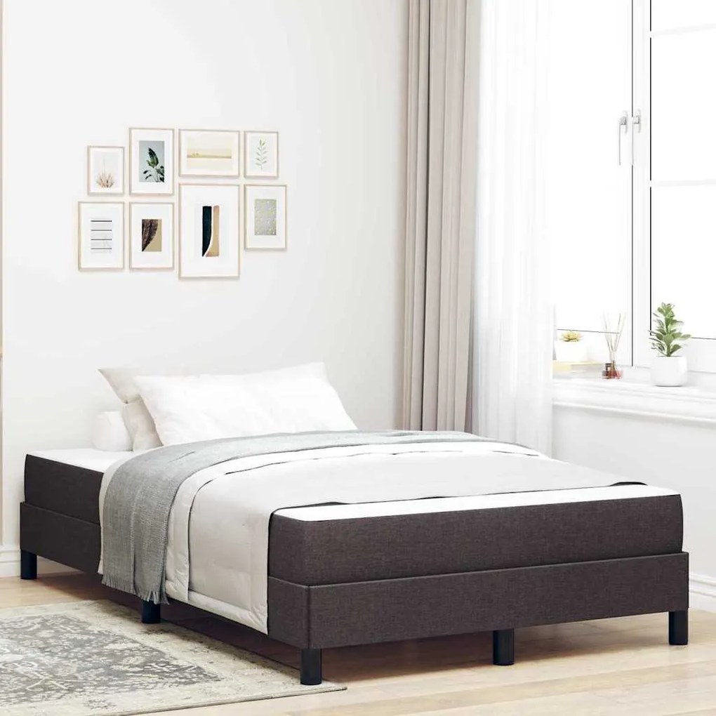 vidaXL Cama Box com colchão Marrom Escuro 120 x 190 cm tecido
