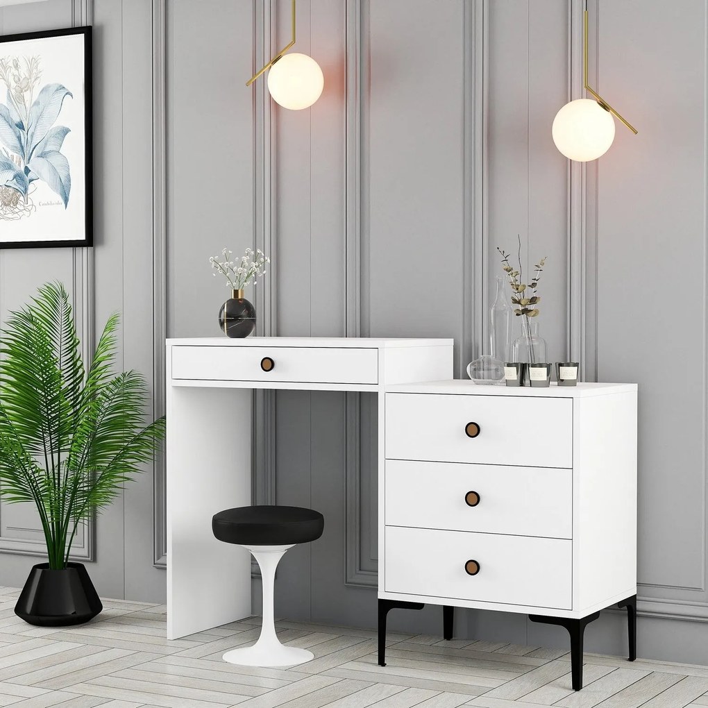 Mesa de Maquilhagem Lizbon500 – Branco – 124x84,7x40 cm