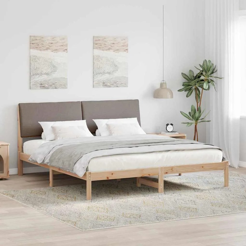 vidaXL Estrutura da cama com cabeceira Marrom e taupe 200 x 200 cm