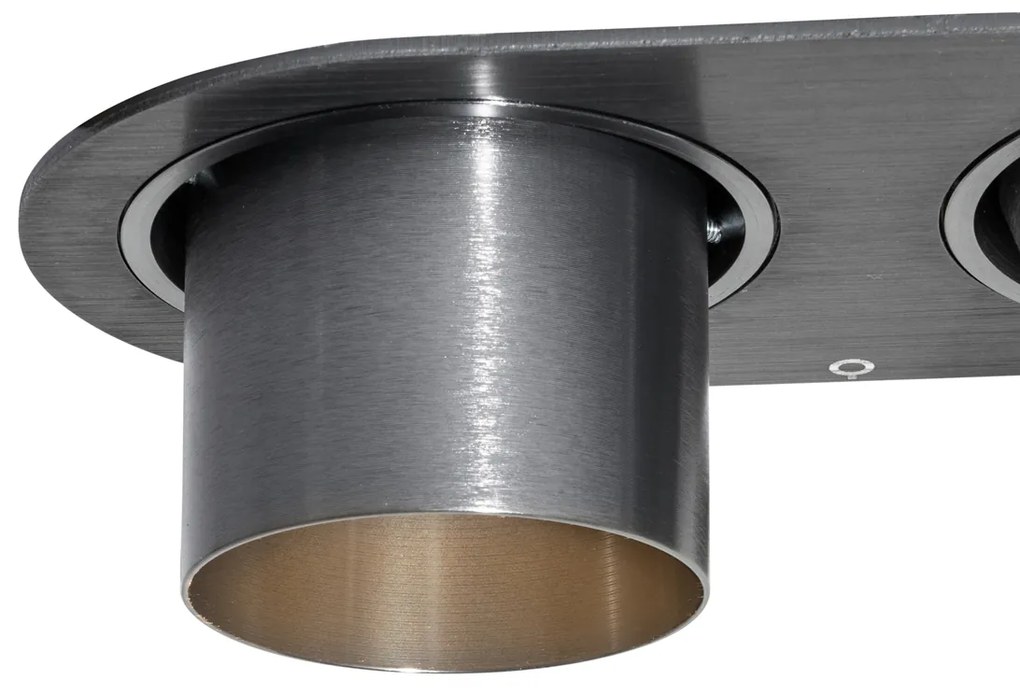 Set van 6 inbouwspots gunmetal GU10 50mm 2-lichts - Installa Moderno