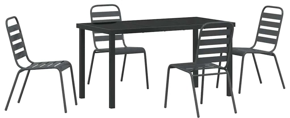 Conjunto de Jantar de Jardim com 5 Peças , Cinza Escuro, Aço