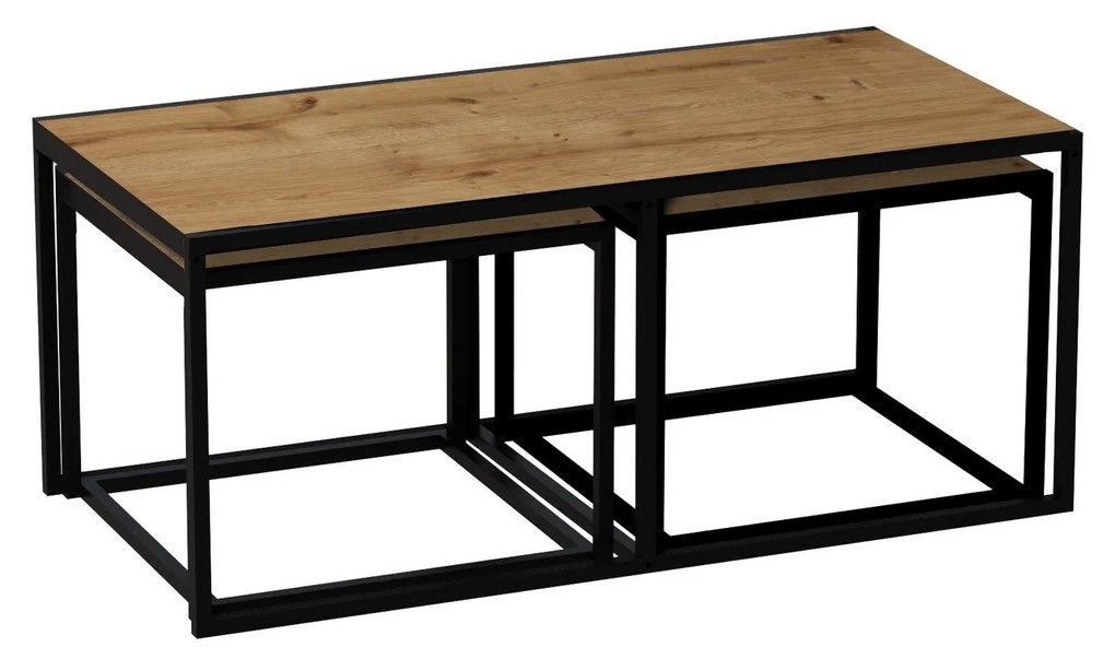 Mesa de Centro Gigante – Carvalho e Preto – 120x50x60 cm
