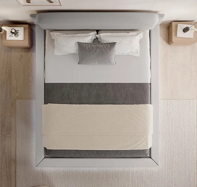 Cama de Casal Flutuante "Beatrice" em Cinzento - 150x190 cm – Design M