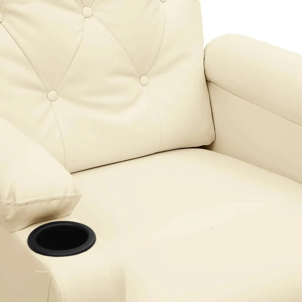 Poltrona reclinável couro artificial cor creme