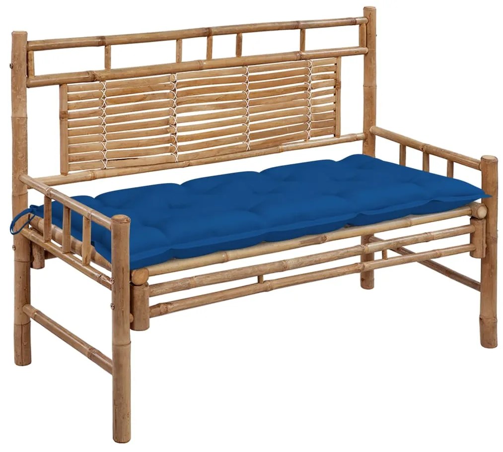 vidaXL Banco de jardim com almofadão 120 cm bambu