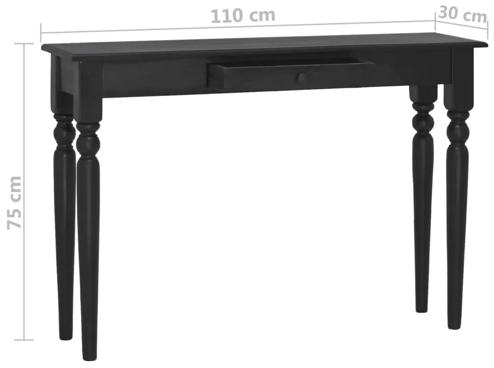 Mesa consola 110x30x75 cm madeira de mogno maciça preto-claro