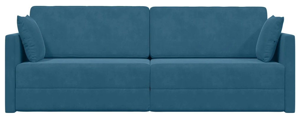 Sofá Cama 2 em 1 Azul 213x144x60 cm Veludo