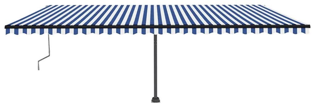 Toldo autom. c/ LED e sensor de vento 600x350 cm azul/branco