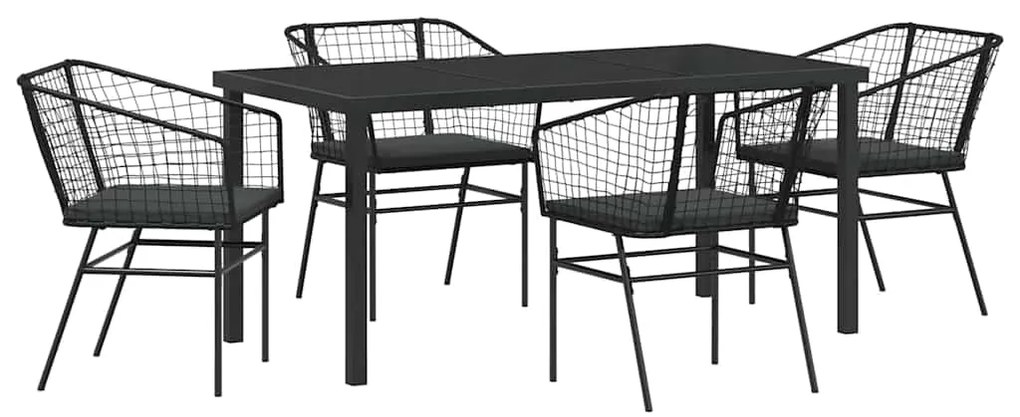 Conjunto de jantar de jardim com 5 peças em rattan sintético e comodid