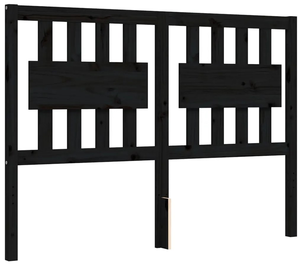 Estrutura de cama com cabeceira 140x190 cm madeira maciça preto