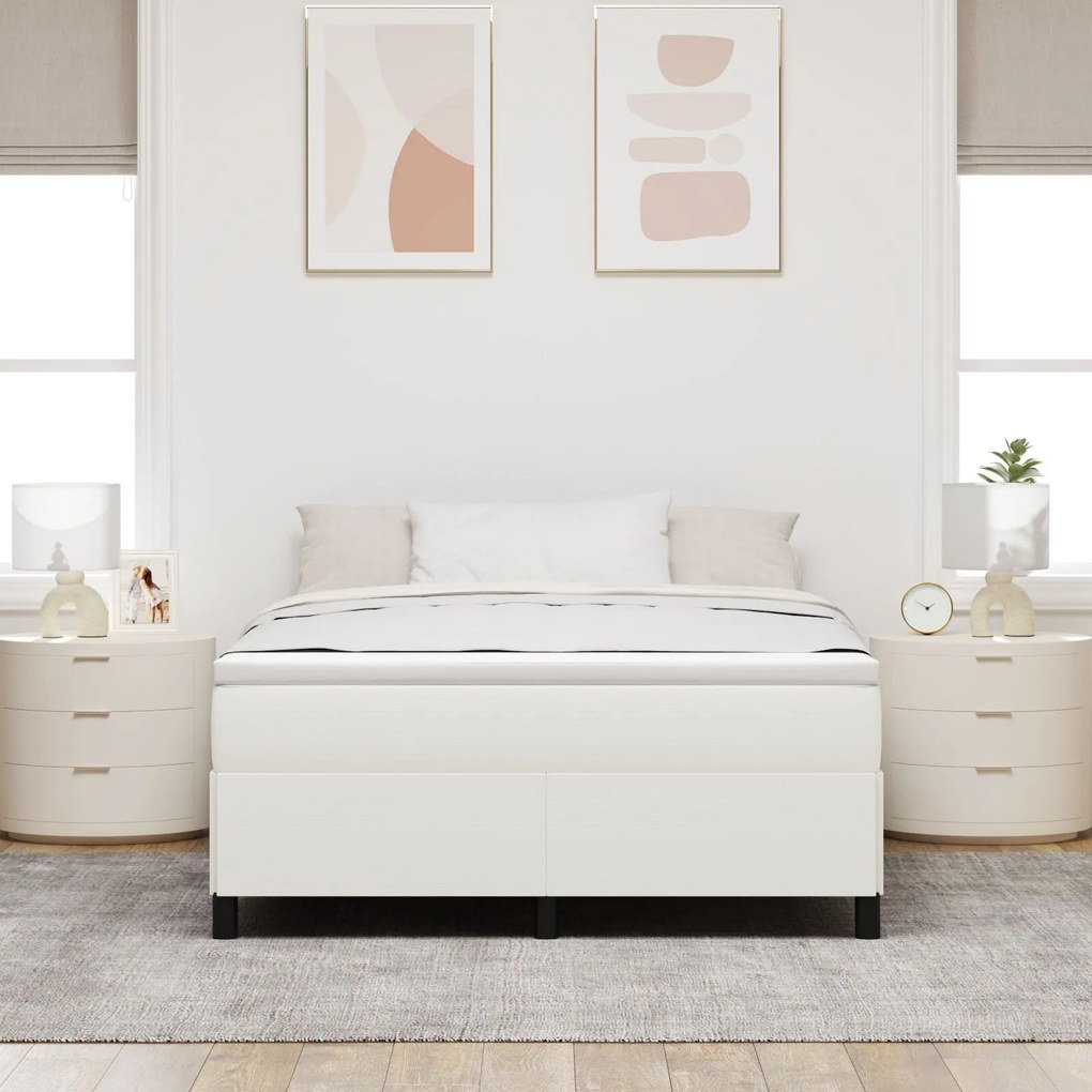 Estrutura da Cama vidaXL Creme 160x200 cm em Tecido de Algodão